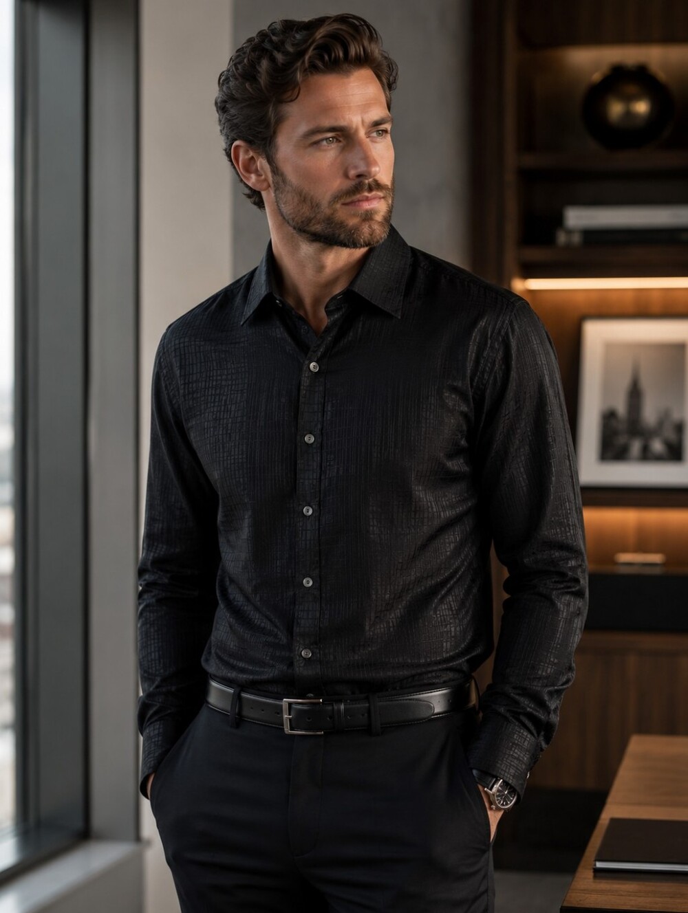 Givenchy Men’s Black Long-Sleeve Button-Up Shirt